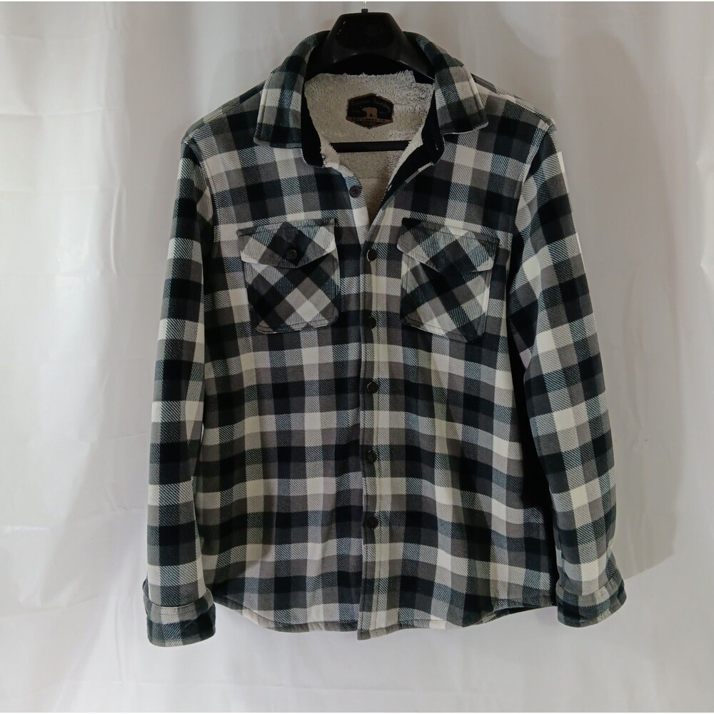 Freedom Foundry Sherpa Lined Flannel Button Front Shacket Men's Size XL Black...